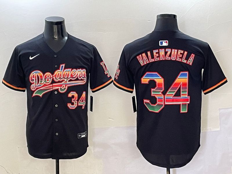 Men Los Angeles Dodgers 34 Valenzuela Black Game 2025 Nike MLB Jersey style 4106